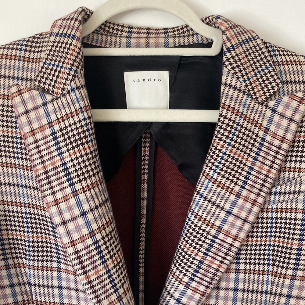 SANDRO plaid and houndstooth blazer